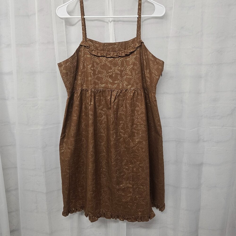 Vineyard Vines Dress Y2K Brown Starfish Beach Resort Preppy Linen Blend 10 - Picture 9 of 12